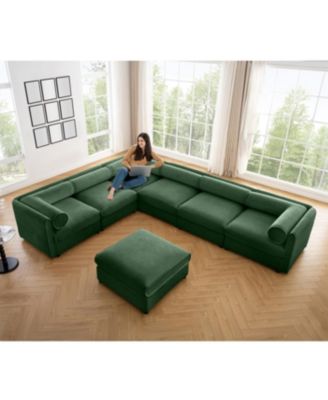 Large Modular Sectional Sofa with Storage, Chenille