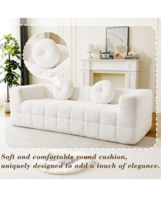 Modern Boneless Couch with Two Circular Throw Pillows