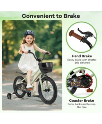 16-Inch Kids Bike with Adjustable Seat and Training Wheels for Ages 4–7 - Green