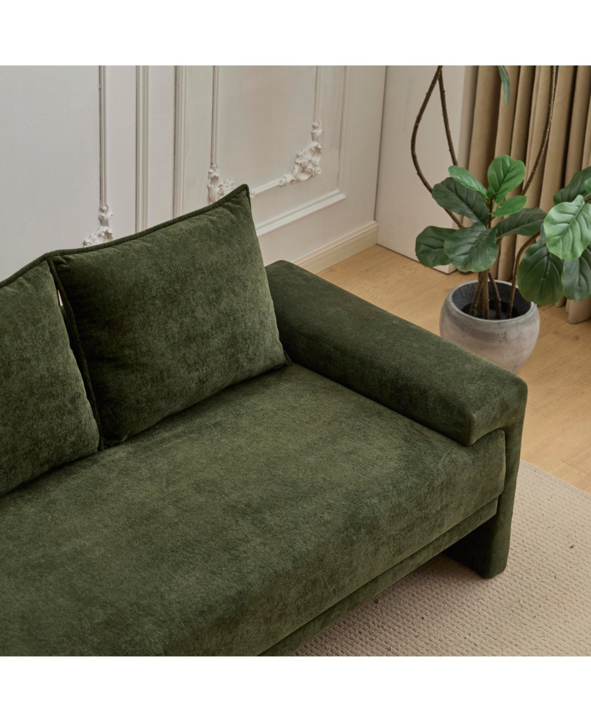 Streamdale Furniture Algora 84.5 in. 3 Seater Modern Upholstered Velvet Sofa, Moss Green