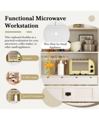 Traditional Buffet with Hutch, Large Kitchen Pantry Storage Cabinet