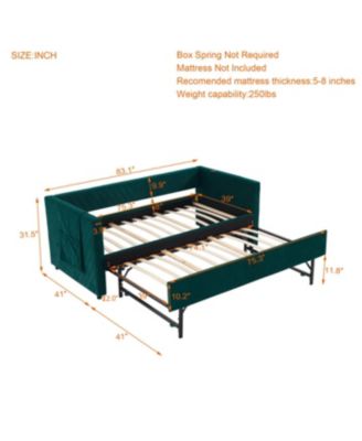 Streamdale Twin Upholstered Daybed with Trundle, USB, Side Pockets, Emerald