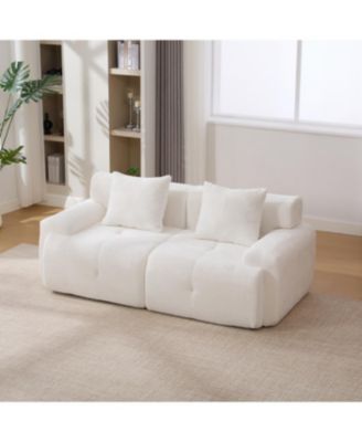 135.4" 6-Piece U-Shaped Sleeper Modular Sectional Sofa Bed Chaise, Ivory
