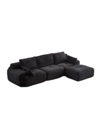 Modern Memory Foam Compressed Sofa, Large Sectional Couch, Pet-Friendly, Black