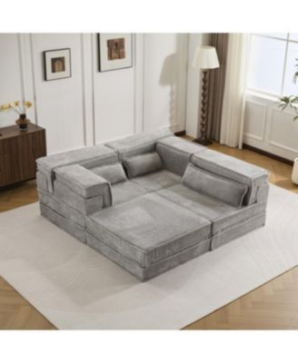 Compression Sofa, Convertible Floor Sofa Bed, Modular Sectional Sofa, 3 Seater