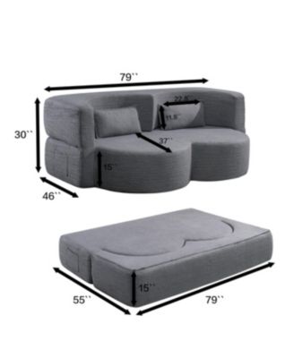 Streamdale Gray Teddy Bear Fabric Folding Sofa Bed Sleeper Futon