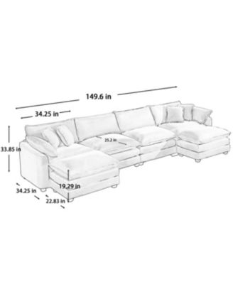 Streamdale Cloud Comfy Soft Upholstered 4 Seater Modular Sofas with 2 Ottomans, Light Beige