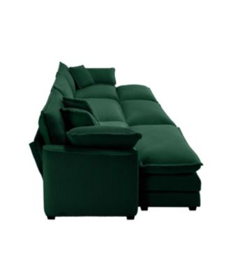 Streamdale Oversized Modular Corduroy Sofa with Portable Ottoman, Green