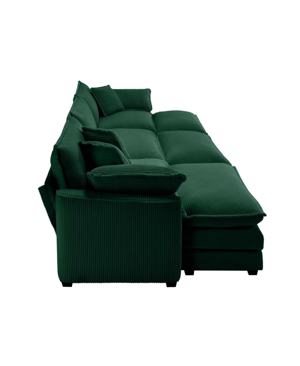 Streamdale Furniture Streamdale Oversized Modular Corduroy Sofa with Portable Ottoman, Green