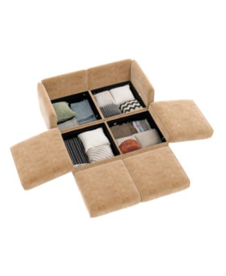 Streamdale Stylish Camel Chenille 2-Seater Sofa with 2 Ottoman Storage Seats