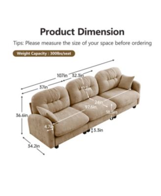 Streamdale Three-Seater Modular Chenille Sectional Couch with Tufted Cushions, Camel
