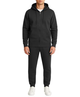 Men's 2-Piece Fleece Lined Full-Zip Hoodie and Fleece Jogger Sweatpants Set, 2-Pack