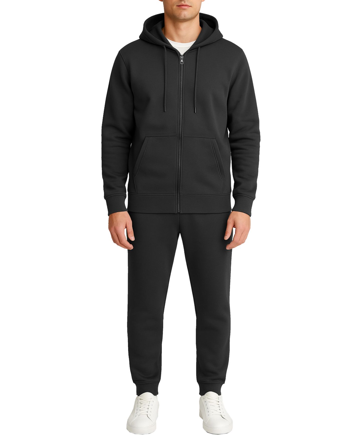 Мужские топы Blu Rock 2-Piece Fleece Lined Full-Zip Hoodie and Fleece Jogger Sweatpants Set, 2-Pack, цвет: Чёрный / Меланжевый серый — фото 2