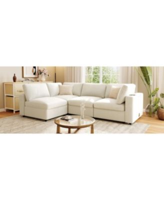 Upholstered Modular Sofa with Storage, USB, Wireless Charging & Bluetooth Speaker