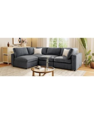 Upholstered Modular Sofa with Storage, USB, Wireless Charging & Bluetooth Speaker
