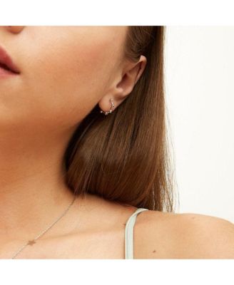 Seven Bead Sterling Silver Hoop Earrings