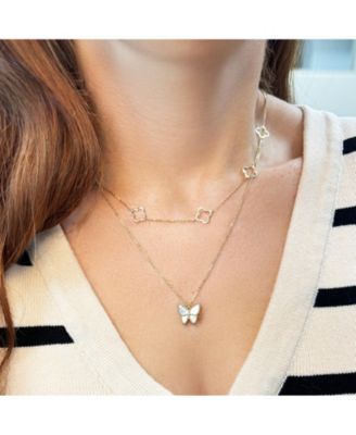 Mother of Pearl Butterfly Necklace 14K Gold