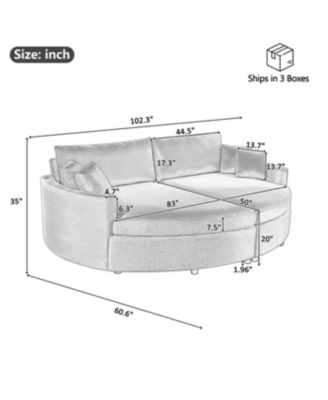 Oversized Double Chaise Lounge Sofa 102.3" Sofa Bed with USB Ports, Beige