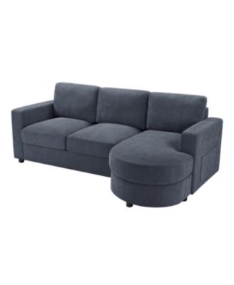 Streamdale Modern L-shaped Sofa Couch with Curved Chaise, USB & Storage, Blue