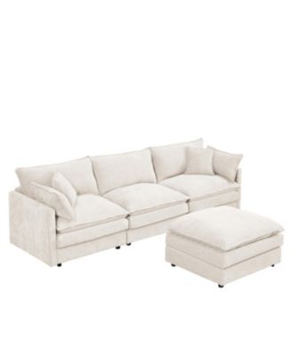 Streamdale Modular Sectional Sofa, 102 Inch L Shaped Couch with Ottoman, Beige