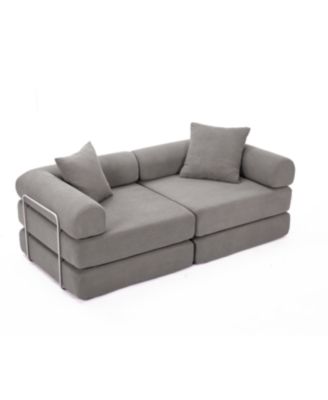 Modular Sofa Bed for Apartment, Convertible Sofa Bed, Dark Gray Corduroy