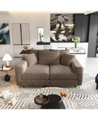 Streamdale Camel 82.7" Corduroy 3-Seat Sofa, Modern Comfy Cloud Couch with Soft Pillows