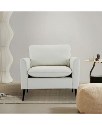 Cat paw leather upholstered sofa 2PC Cream White, Nordic retro casual sofa chair.