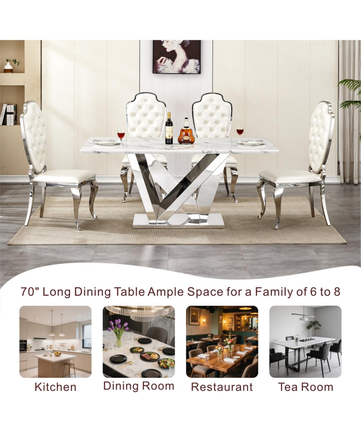 Streamdale Furniture Marble Dining Table for 6
