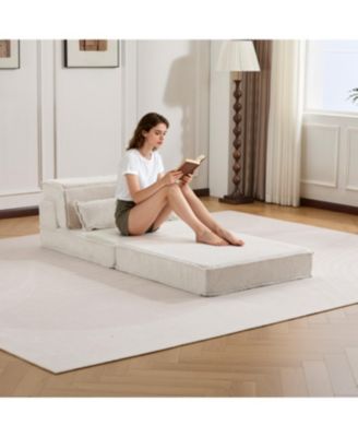 Compression Sofa, Convertible Floor Sofa Bed, White