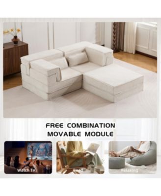 Streamdale Compression Sofa, Convertible Floor Sofa Bed, White