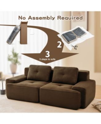 Streamdale 82" Modern L-Shaped Corduroy Sectional Sofa, Deep Seat Couch, Brown