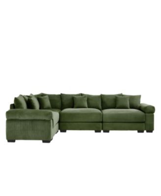 Oversized Cloud Modular Sectional Couch, Convertible, Deep Seat, Green