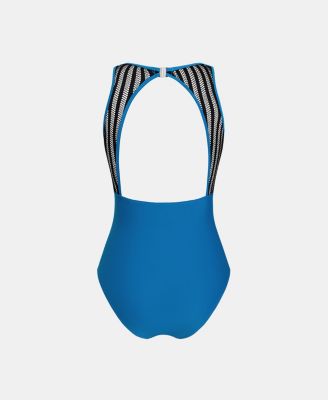 Women's Tummy Control High Neck Cutout Back Hook Mesh One Piece Swimsuit