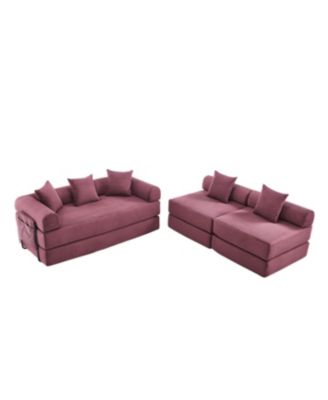 Streamdale Convertible Folding Sofa Bed with Pillow Back Handrail