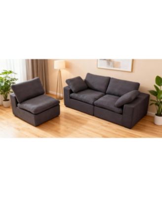 Chenille Fabric Upholstered Sofa, Oversized Comfy Cloud 3-Seater Sofa Couch, Grey