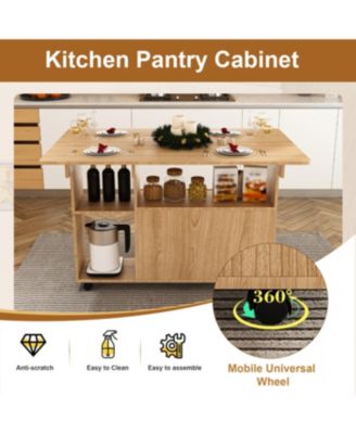 Streamdale Multi-Functional Folding Table with Storage Shelves and Wheels