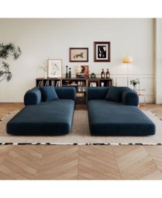 78.8" Corduroy Compression Sofa Bed with Pillow, Blue