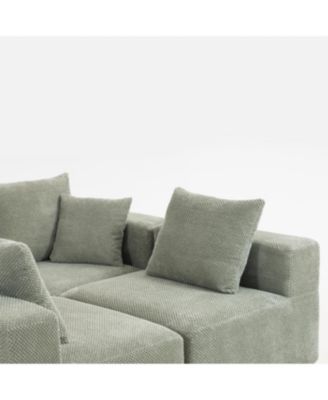 Streamdale Modular Sectional Sofa, Light Green Upholstery, 111"x74"x24