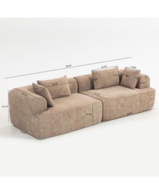 Streamdale Full-Foam Modular Sofa, 96" Boucle 2-Piece Sectional with Rounded Arms