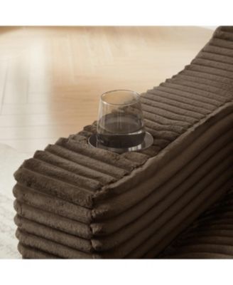  Modern cushioned compression sofa with unique design, brown