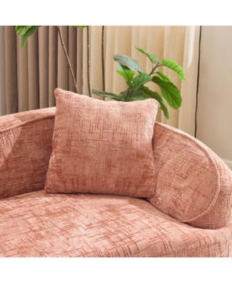  Pink Curved Compressed Sofa, Nordic-style Design for Living Room
