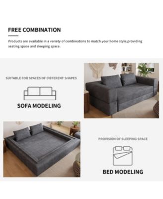 Grey Sofa Bed with Rectangle Pillow and Cushions