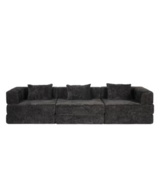 Compression Sofa, Convertible Floor Sofa Bed, Modular Sectional, Black
