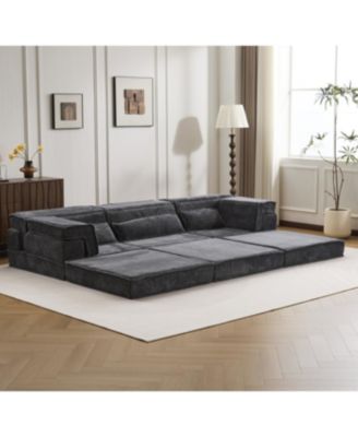 Streamdale Compression Sofa, Convertible Floor Sofa Bed, Modular Sectional, 3 Seater, Dark-Grey