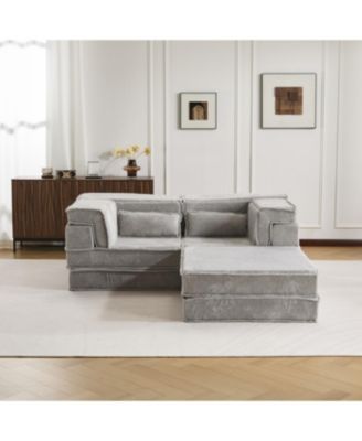 Streamdale Sofa, Convertible Floor Sofa Bed, Modular Sectional, No Assembly, Grey