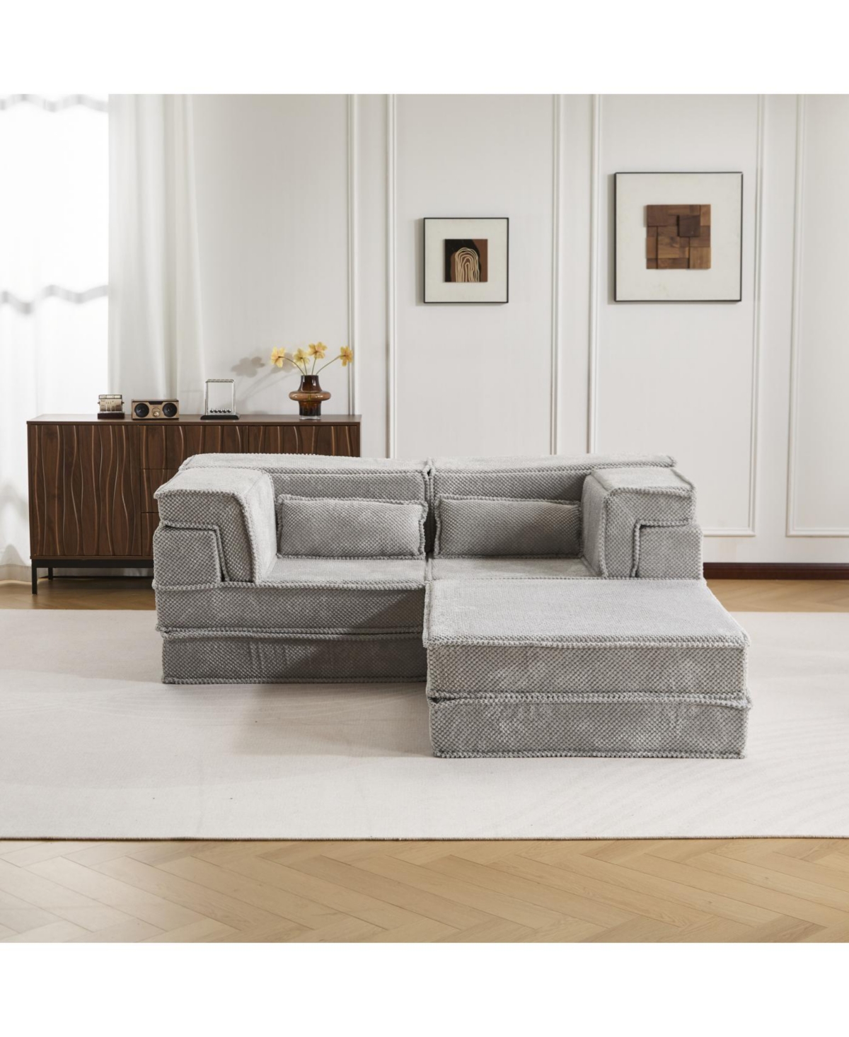 Streamdale Sofa, Convertible Floor Sofa Bed, Modular Sectional, No Assembly, Grey
