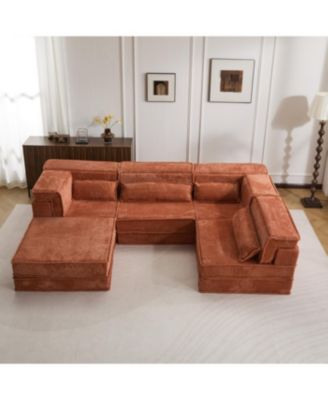 Streamdale Compression Sofa, Convertible Floor Sofa Bed, Modular Sectional, Orange