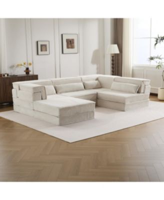Compression Sofa, Convertible Floor Sofa Bed, White