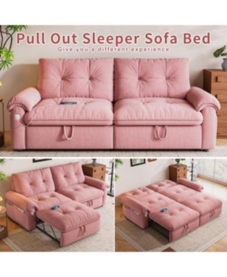 Streamdale Multifunctional 77-inch convertible sofa bed, 2-in-1 velvet fabric for living rooms/bedrooms.