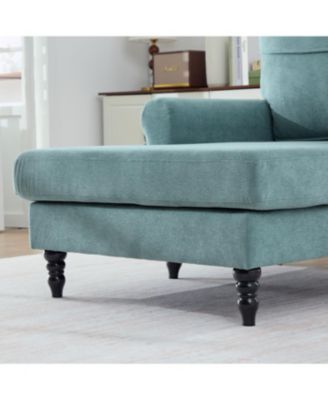 Streamdale Modern Minimalist Chenille Chaise Lounge Recliner Single Sofa with Wooden Legs & Storage Pockets